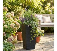 Nicoman 61Cm Tall Textured Black Rubber Planters - Non-Crack Non-Shed Indoor Outdoor Planter