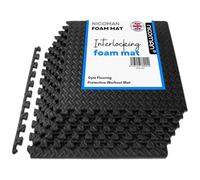 Nicoman 6Pcs Large Interlocking Floor Mats 60x60cm EVA Foam Gymnastics Mat Tiles for Heavy Weight Workout Exercise Home