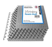Nicoman 8PCs Large Interlocking Floor Mats 60x60cm, Grey EVA Foam Gymnastics Mat Tiles, Anti-slip Shock Absorbent Thick Puzzle Gym Flooring