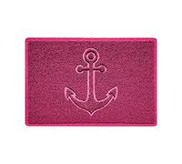 Nicoman Anchor Embossed Shape Door Mat Dirt-Trapper Jet-Washable Doormat-(Use Indoor or Sheltered Outdoor)- (60x40cm/23.6x15.7inches, Small) Pink