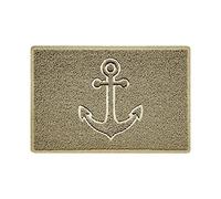 Nicoman Anchor Embossed Shape Door Mat Dirt-Trapper Jet-Washable Doormat-(Use Indoor or Sheltered Outdoor)- (60x40cm/23.6x15.7inches, Small) Beige