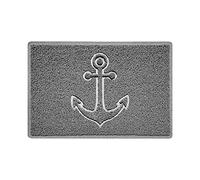 Nicoman Anchor Embossed Shape Door Mat Dirt-Trapper Jet-Washable Doormat-(Use Indoor or Sheltered Outdoor)-(60x40cm/23.6x15.7inches, Small) Grey