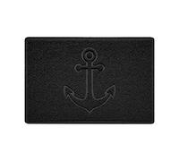 Nicoman Anchor Embossed Shape Door Mat Dirt-Trapper Jet-Washable Doormat-(Use Outdoor ONLY)- (60x40cm/23.6x15.7inches, Small) Black
