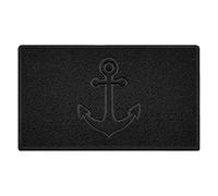 Nicoman Anchor Embossed Shape Door Mat Dirt-Trapper Jet-Washable Doormat-(Use Outdoor ONLY)- (75x44cm/29.5x17.3inches, Medium) Black