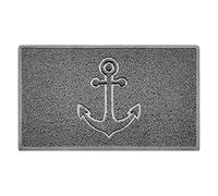 Nicoman Anchor Embossed Shape Door Mat Dirt-Trapper Jet-Washable Doormat-(Use Outdoor ONLY)- (75x44cm/29.5x17.3inches, Medium) Grey