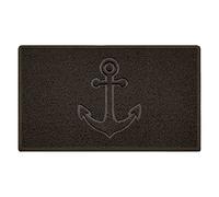 Nicoman Anchor Embossed Shape Door Mat Dirt-Trapper Jet-Washable Doormat-(Use Outdoor ONLY)- (75x44cm/29.5x17.3inches, Medium) Brown