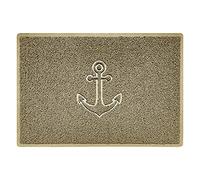 Nicoman Anchor Embossed Shape Door Mat Dirt-Trapper Washable Barrier Doormat-(Use Indoor or Sheltered Outdoor)-(90x60cm/3x2ft,Large) Beige