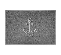 Nicoman Anchor Embossed Shape Door Mat Dirt-Trapper Washable Barrier Doormat-(Use Indoor or Sheltered Outdoor)-(90x60cm/3x2ft,Large) Grey