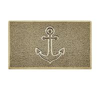 Nicoman Anchor Embossed Shape Door Mat Dirt-Trapper Washable Barrier Doormat-(Use Indoor or Sheltered Outdoor)-(75x44cm/29.5x17.3inches,Medium) Beige