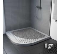 Nicoman Anti Slip PVC Loofah Corner Shower Mat Anti Mould Washable Mat - Quadrant 60x60cm in Grey | Size: 60x60 cm Nicoman Grey 60x60 cm