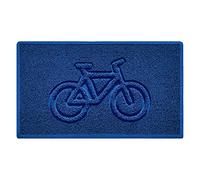 Nicoman Bike Embossed Shape Door Mat Dirt-Trapper Washable Barrier Doormat-(Use Indoor or Sheltered Outdoor)-(75x44cm/29.5x17.3inches,Medium) Blue