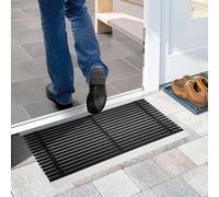 Nicoman BLACK Brush Strip Doormat, Heavy Duty Barrier Dirt-Trapper Aluminium Metal Door Mat
