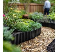 Nicoman Heavy Duty Corrugated Metal Garden Border Edging Roll - 12m in Black Nicoman Black