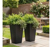 Nicoman Black Savana Chevron Black Tall Square Planter Non-Shed Non-Crack Rubber Tall Planter | Size: 1 Pack Nicoman Black 1 Pack