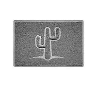 Nicoman Cactus Embossed Shape Door Mat Dirt-Trapper Jet-Washable Doormat-(Use Indoor or Sheltered Outdoor)-(60x40cm/23.6x15.7inches, Small) Grey