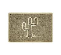 Nicoman Cactus Embossed Shape Door Mat Dirt-Trapper Jet-Washable Doormat-(Use Indoor or Sheltered Outdoor)- (60x40cm/23.6x15.7inches, Small) Beige