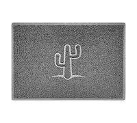 Nicoman Cactus Embossed Shape Door Mat Dirt-Trapper Washable Barrier Doormat-(Use Indoor or Sheltered Outdoor)-(90x60cm/3x2ft,Large) Grey