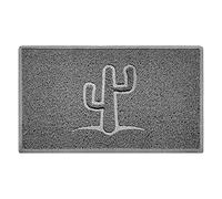 Nicoman Cactus Embossed Shape Door Mat Dirt-Trapper Washable Barrier Doormat-(Use Indoor or Sheltered Outdoor)-(75x44cm/29.5x17.3inches,Medium) Grey