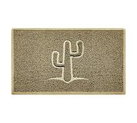 Nicoman Cactus Embossed Shape Door Mat Dirt-Trapper Washable Barrier Doormat-(Use Indoor or Sheltered Outdoor)-(75x44cm/29.5x17.3inches,Medium) Beige