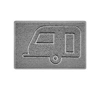 Nicoman CARAVAN Embossed Shape Door Mat Dirt-Trapper Jet-Washable Doormat-(Use Outdoor ONLY)- (60x40cm/23.6x15.7inches, Small) Grey