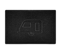 Nicoman CARAVAN Embossed Shape Door Mat Dirt-Trapper Washable Barrier Doormat-(Use Indoor or Sheltered Outdoor)-(90x60cm/3x2ft,Large) Black
