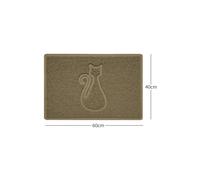 Nicoman CAT Embossed Shape Door Mat Dirt-Trapper Jet-Washable Doormat-(Use Indoor or Sheltered Outdoor)- (60x40cm/23.6x15.7inches, Small) Beige