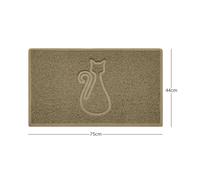 Nicoman CAT Embossed Shape Door Mat Dirt-Trapper Washable Barrier Doormat-(Use Indoor or Sheltered Outdoor)-(75x44cm/29.5x17.3inches,Medium) Beige