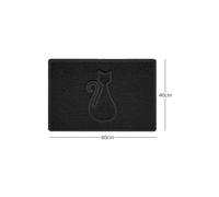 Nicoman CAT Embossed Shape Door Mat Dirt-Trapper Jet-Washable Doormat-(Use Indoor or Sheltered Outdoor)- (60x40cm/23.6x15.7inches, Small) Black