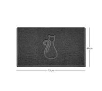 Nicoman Cat Embossed Shape Door Mat Dirt Trapper PVC Spaghetti Mat Washable Quick Drying Barrier Doormat-Dark Grey (Drainage Open-Back)-Medium (75x44cm)