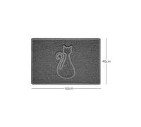 Nicoman CAT Embossed Shape Door Mat Dirt-Trapper Jet-Washable Doormat-(Use Indoor or Sheltered Outdoor)-(60x40cm/23.6x15.7inches, Small) Grey