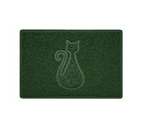 Nicoman CAT Embossed Shape Door Mat Dirt-Trapper Jet-Washable Doormat-(Use Indoor or Sheltered Outdoor)- (60x40cm/23.6x15.7inches, Small) Green