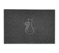 Nicoman Cat Embossed Shape Door Mat Dirt Trapper PVC Spaghetti Mat Washable Quick Drying Barrier Doormat-Dark Grey (Watertight Rubber-Back)-X Large (120x80cm)