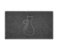 Nicoman Cat Embossed Shape Door Mat Dirt Trapper PVC Spaghetti Mat Washable Quick Drying Barrier Doormat-Dark Grey (Drainage Open-Back)-Medium (75x44cm)