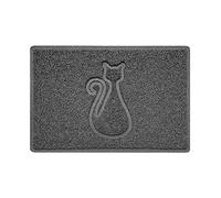 Nicoman Cat Embossed Shape Door Mat Dirt Trapper PVC Spaghetti Mat Washable Quick Drying Barrier Doormat-Dark Grey (Drainage Open-Back)-Small (60x40cm)