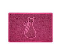 Nicoman CAT Shape Cat Litter Box Mat, Dog Food Feeding Tray Matt, Non-Slip, Easy Clean, Washable(60x40cm,Small),PINK