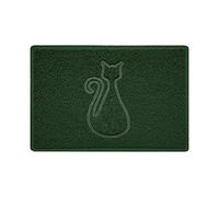 Nicoman CAT Shape Cat Litter Box Mat, Dog Food Feeding Tray Matt, Non-Slip, Easy Clean, Washable(60x40cm,Small),GREEN