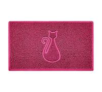 Nicoman CAT Shape Cat Litter Box Mat, Dog Food Feeding Tray Matt, Non-Slip, Easy Clean, Washable(75x44cm,Medium),PINK