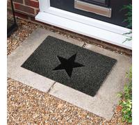 Nicoman Charcoal & Black Embossed Star Doormat - 75X44Cm