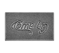 Nicoman COME-IN Embossed Shape Door Mat Dirt-Trapper Washable Barrier Doormat-(Use Indoor or Sheltered Outdoor)-(75x44cm/29.5x17.3inches,Medium) Grey