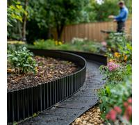 Nicoman Corrugated Galvanised Steel Black Metal Garden Border Roll - 5m Long - 3m