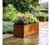 Nicoman Corten Steel Trough Planter, Indoor & Outdoor, 80x30x40cm, Rust, Weathering Steel, Pre-Rusted Finish, Rectangular, Freestanding Garden Planter
