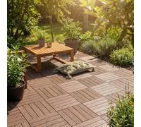 Nicoman Garden Decking Tiles Cosmopolitan Patio, Terrace, Hot Tub Deck Tiles | Interlocking Decking Tiles | Recycled | Cosmo Composite | Outdoor Drainage Deck Flooring (Brown, 30 x 30cm, 10x)
