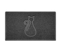 Nicoman Cat Embossed Shape Door Mat Dirt Trapper PVC Spaghetti Mat Washable Quick Drying Barrier Doormat-Dark Grey (Watertight Rubber-Back)-Medium (75x44cm)