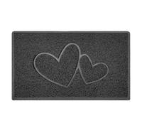 Nicoman Double Heart Embossed Shape Door Mat Dirt Trapper PVC Spaghetti Mat Washable Quick Drying Barrier Doormat-Dark Grey (Watertight Rubber-Back)-Medium (75x44cm)