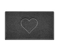 Nicoman Heart Embossed Shape Door Mat Dirt-Trapper Washable Barrier Doormat-Dark Grey (Watertight Rubber-Back)-Medium (75x44cm)