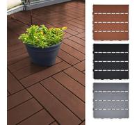 Nicoman Decking Tiles Polydeck PVC 6 PCs Brown for Garden Click Deck Tiles Indoor, Square Plastic Square Connect Floor, Easy Installation Decking Boards, Luxury Porch