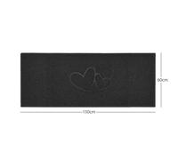 Nicoman "Double Heart" Embossed Loofah Textured Spaghetti Doormat - Black - 150cm x 60cm - Yes (Suitable for Indoors)