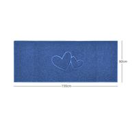 Nicoman "Double Heart" Embossed Loofah Textured Spaghetti Doormat - Blue - 150cm x 60cm - Yes (Suitable for Indoors)