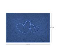 Nicoman "Double Heart" Embossed Loofah Textured Spaghetti Doormat - Blue - 90cm x 60cm - Yes (Suitable for Indoors)