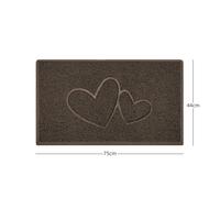 Nicoman "Double Heart" Embossed Loofah Textured Spaghetti Doormat - Brown - 75cm x 44cm - Yes (Suitable for Indoors)